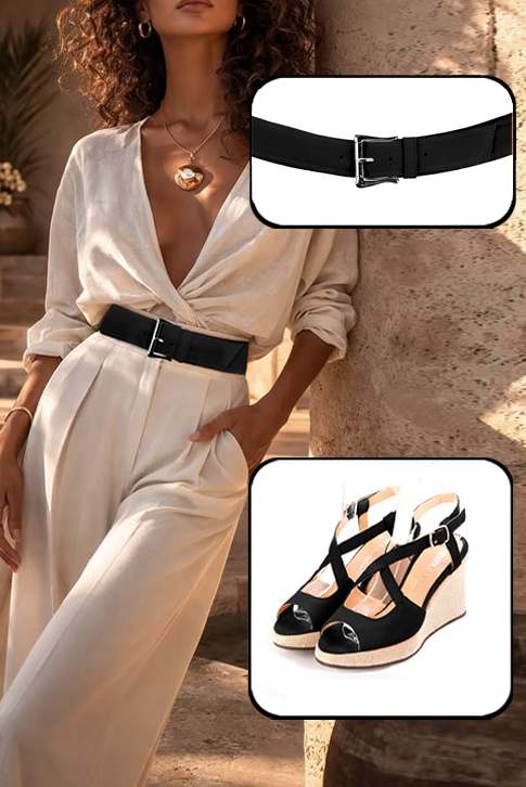 Women's matt black elegant cross straps sandals. .  - Top view